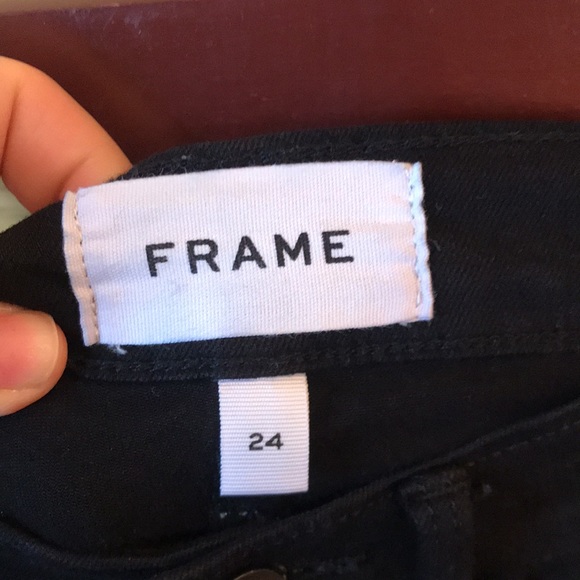 Frame Le Skinny Jeanne Raw Stagger Film Noir Size 24 - Picture 3 of 9